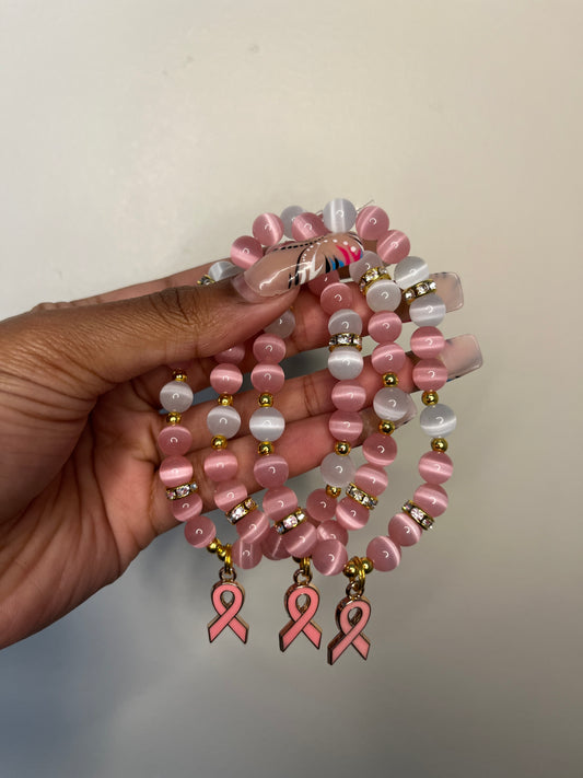 Pink & White Breast Cancer Bracelet