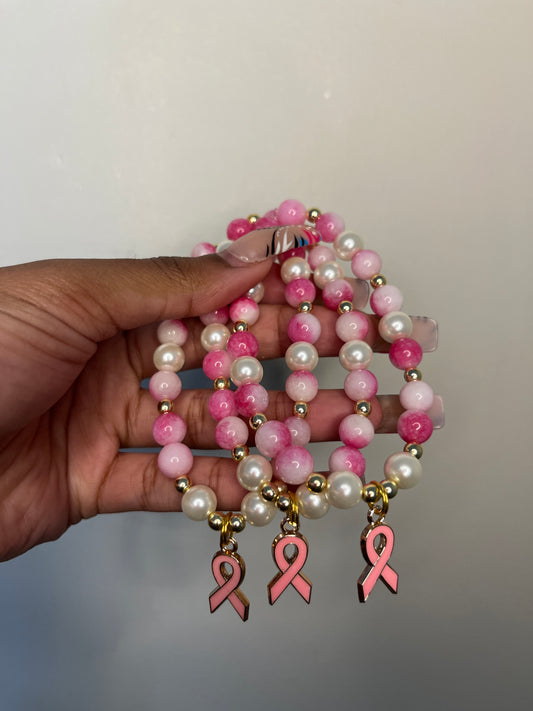 Pearl & Pink Breast Cancer Bracelet