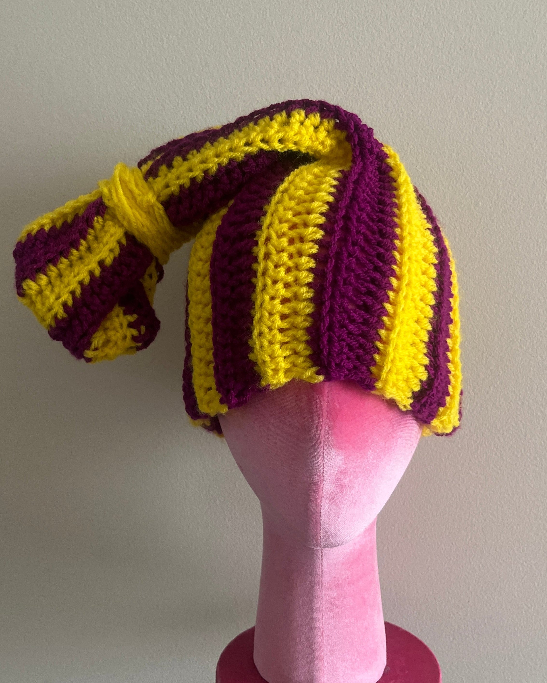Purple and Yellow 90s Beanie