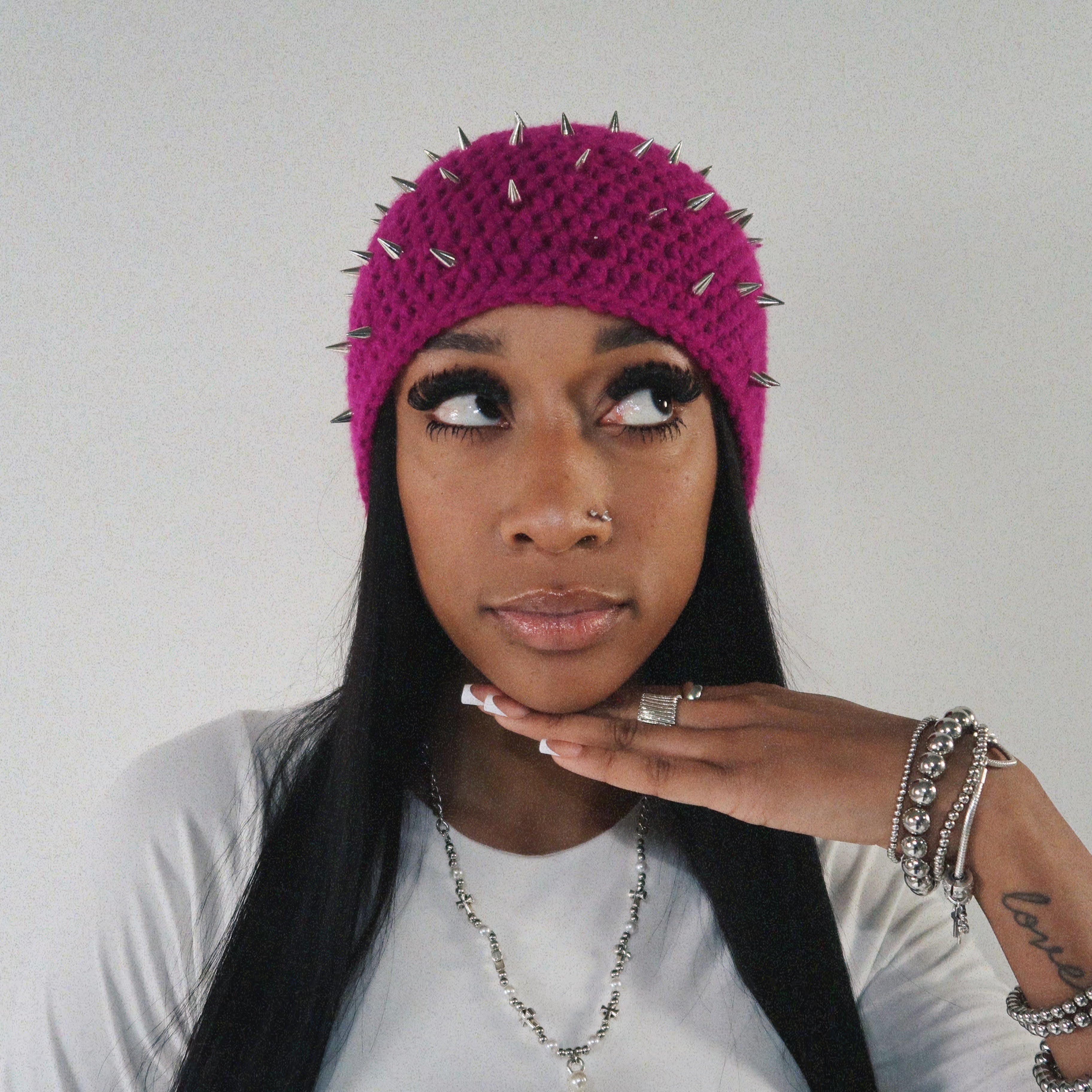 Purple Spiked Beanie