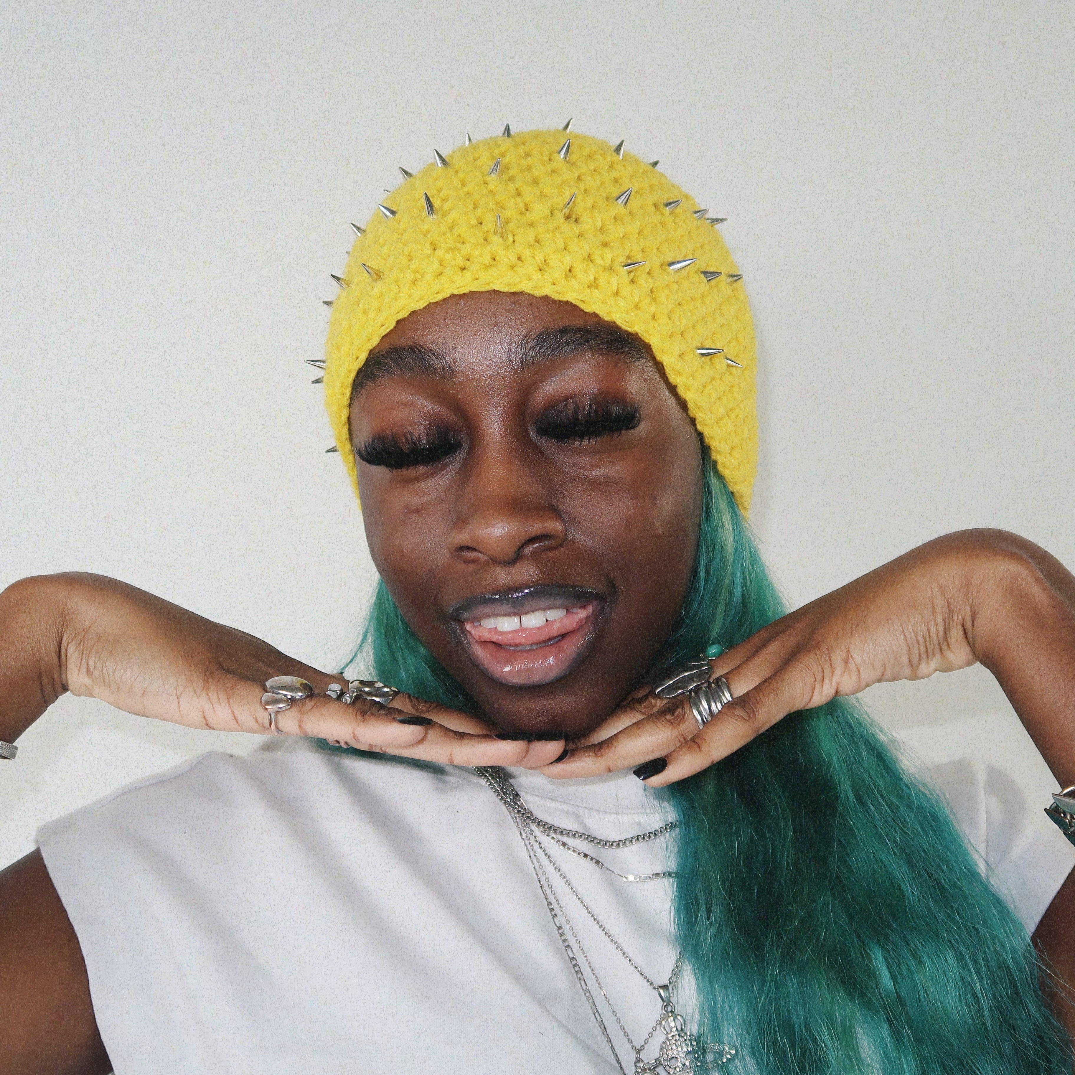 Yellow Spiked Beanie